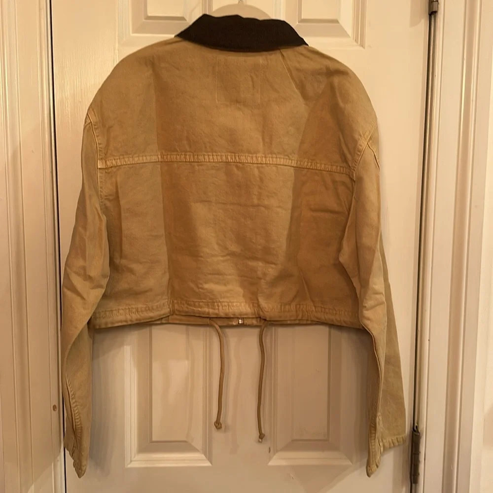 ZARA CONTRASTING COLLAR CROP JACKET XS 5520/071 BARN CHORE COAT FALL VIRAL - Picture 12 of 12